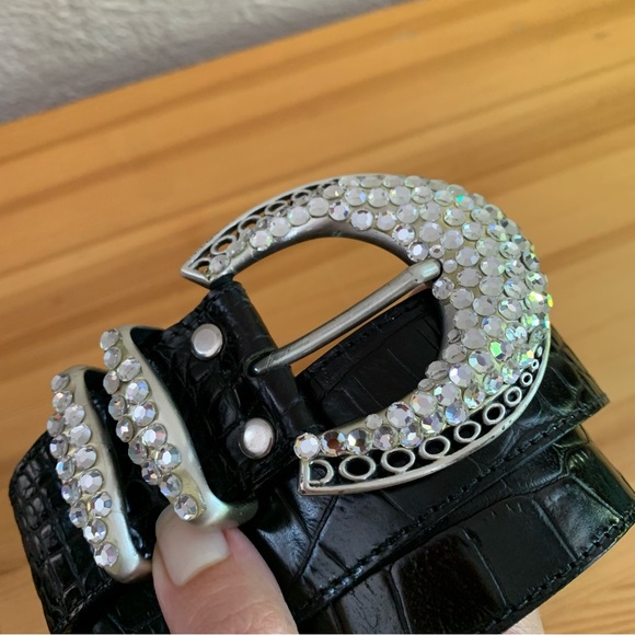 BB Simon black belt with rhinestones buckle - Picture 3 of 11
